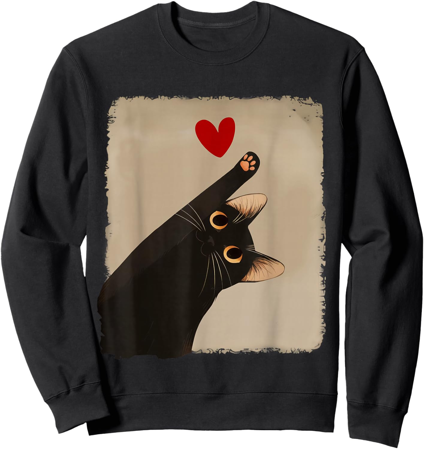 Kawaii Black Cat Heart Japanese Anime Cute Cat Heart Girls Sweatshirt - Sweatshirt | Black