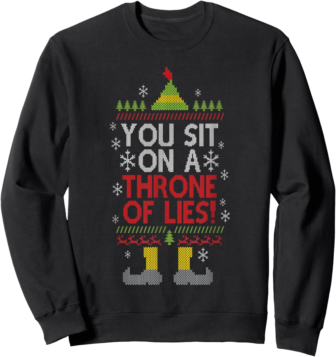 You Sit On A Throne Of Lies Funny Christmas Fake Santa Sweatshirt - Sweatshirt | Black