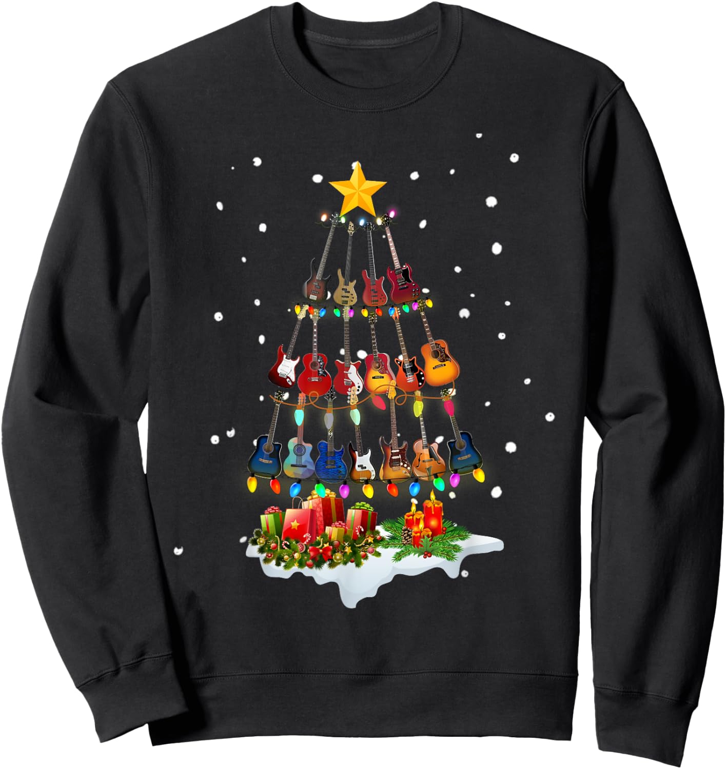 Guitar Christmas Tree Guitar Christmas Pajamas Gift Sweatshirt - Sweatshirt | Black