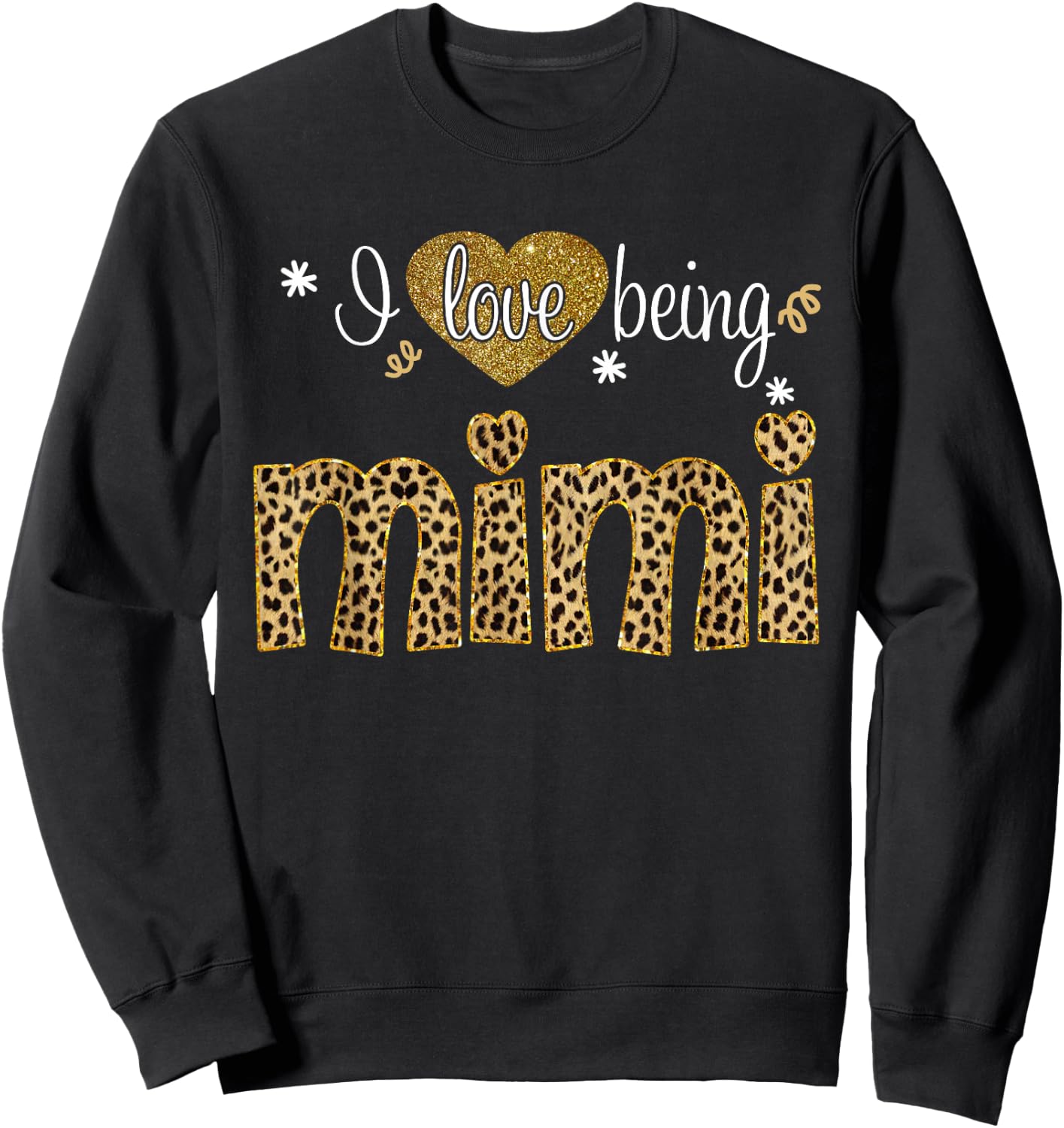 I Love Being Mimi Leopard Plaid Xmas Mimi gifts For Grandma Sweatshirt - Sweatshirt | Black