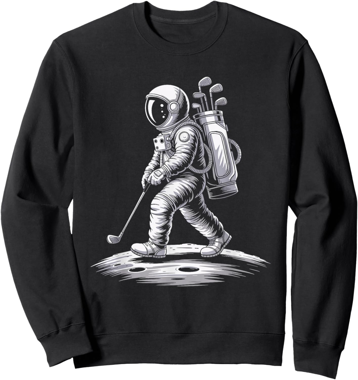 Golf Astronaut Moonshot Illustration Sweatshirt - Sweatshirt | Black