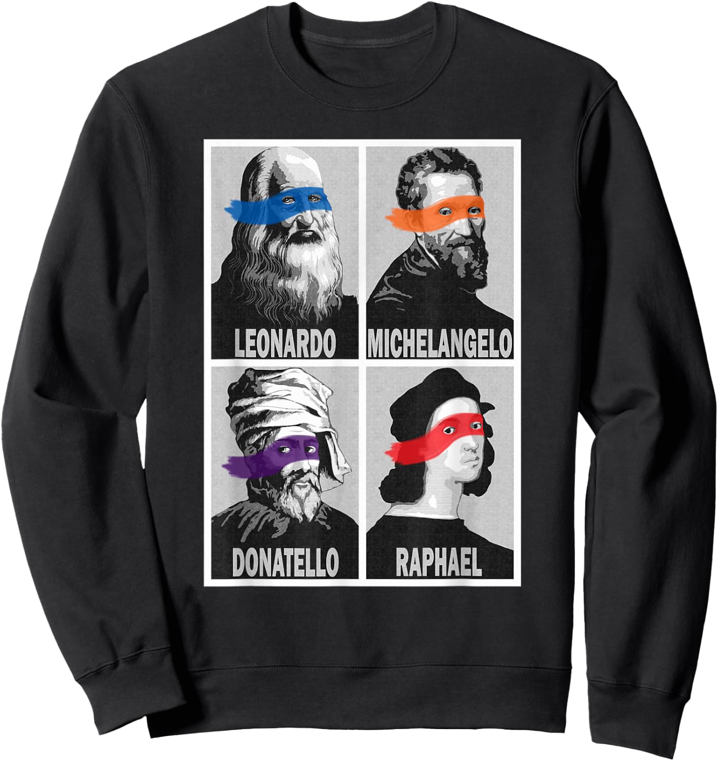 Renaissance Ninja Artists Poster Style Pop Art Sweatshirt - Sweatshirt | Black