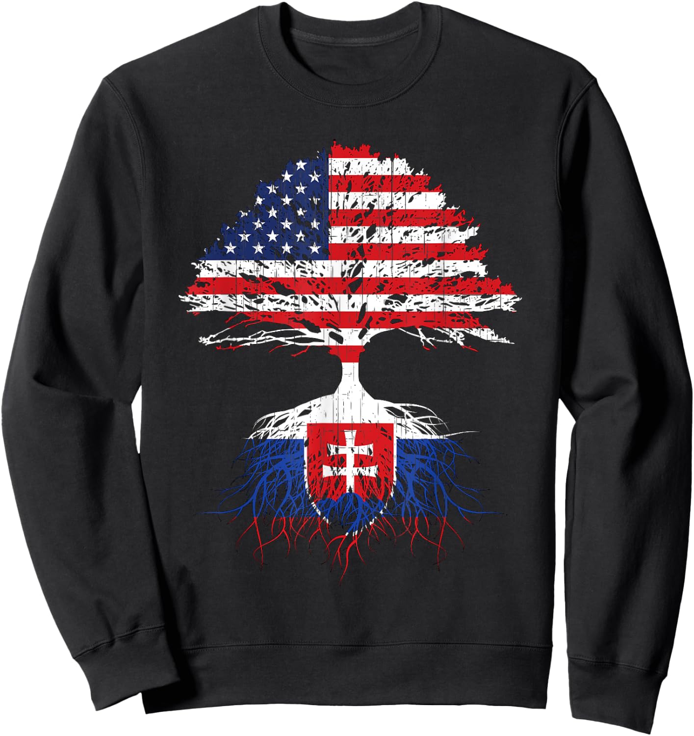 Slovak Slovakia Slovakian Roots American Flags Immigrant Sweatshirt - Sweatshirt | Black