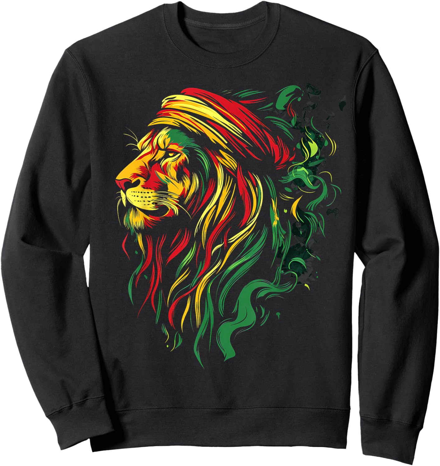 Jamaican Lion Jamaican Rasta Flag Lion Of Judah Reggae Music Sweatshirt - Sweatshirt | Black