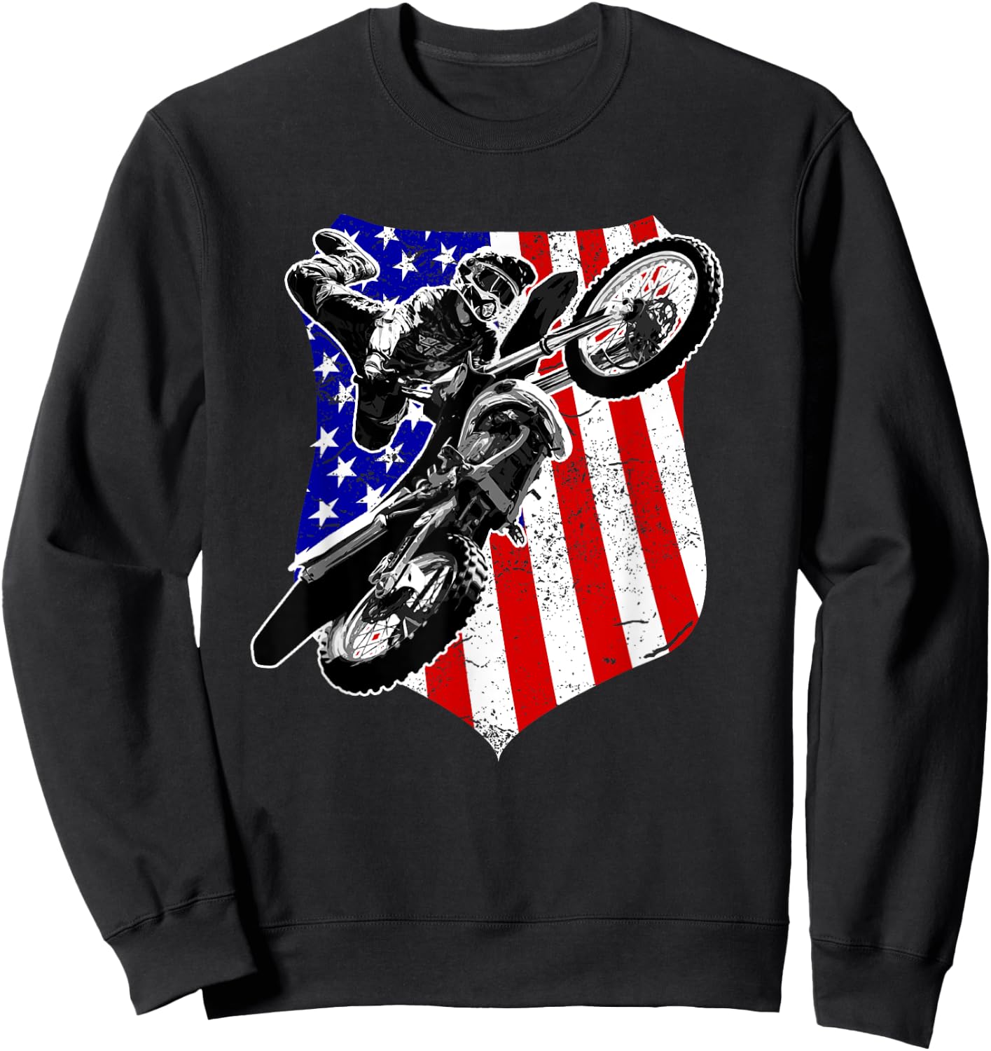 Dirt Bike Motocross 4th of July Sweatshirt - Sweatshirt | Black