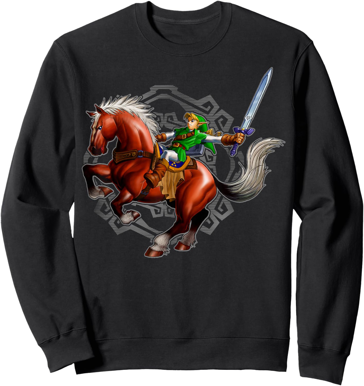 Nintendo Legend of Zelda Link On A Horse Portrait Sweatshirt - Sweatshirt | Black