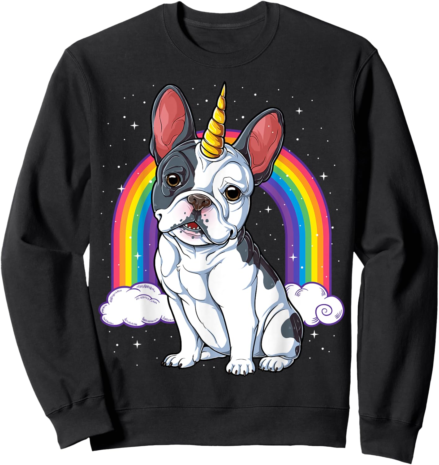 French Bulldog Unicorn Shirt Girls Space Galaxy Frenchicorn Sweatshirt - Sweatshirt | Black