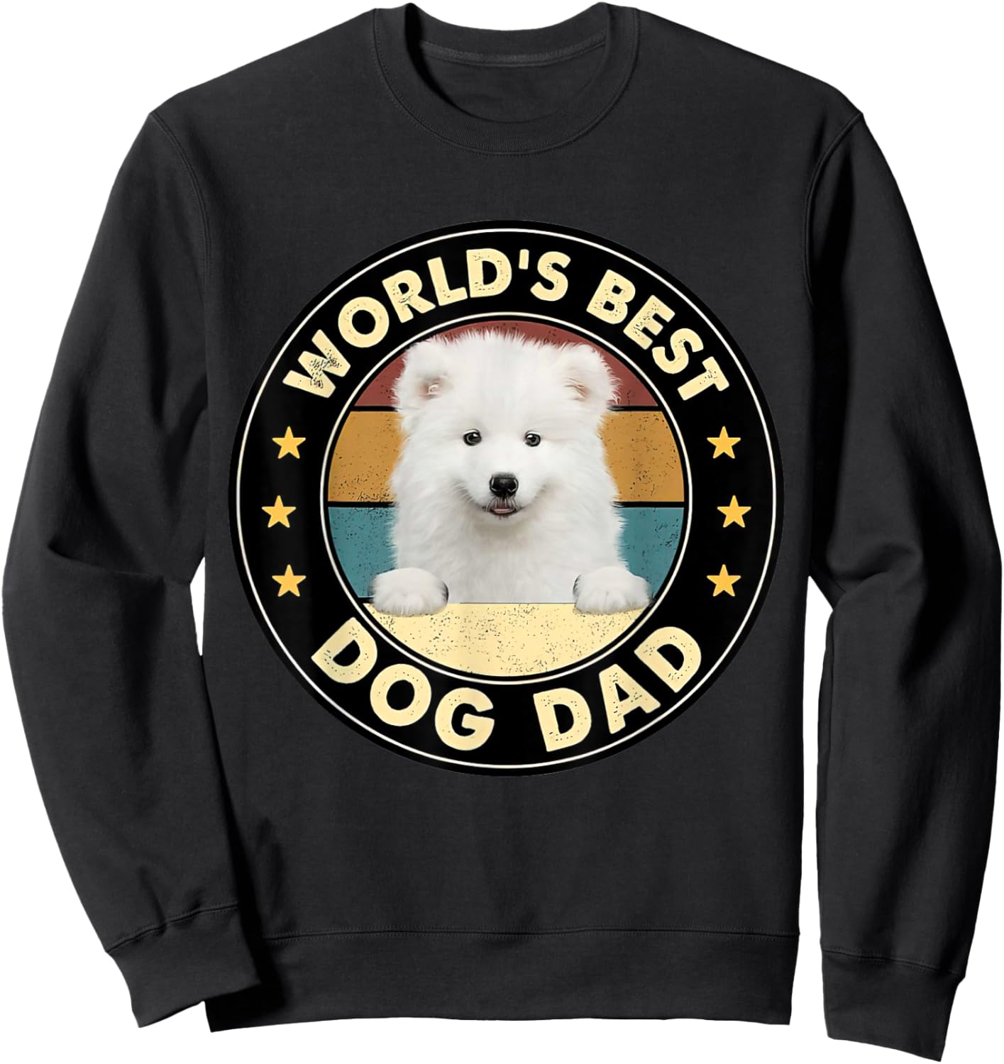 Vintage World's Best Best Samoyed Dad Dog Lover Women Sweatshirt - Sweatshirt | Black