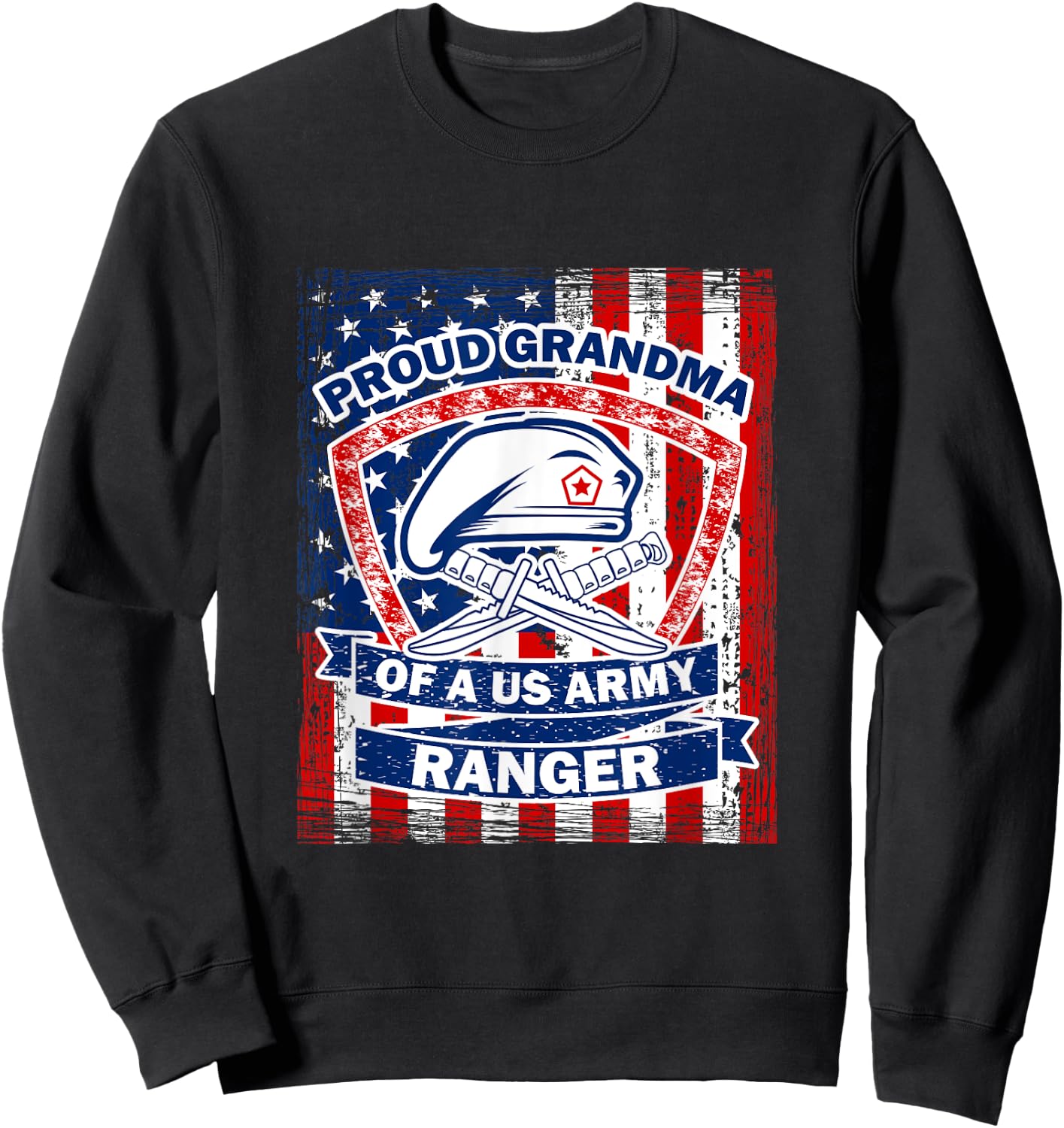 Proud Grandma of US Army Ranger Sweatshirt - Sweatshirt | Black
