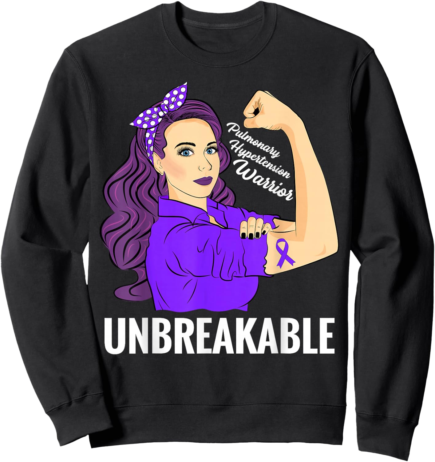 Pulmonary Hypertension Awareness Warrior Unbreakable Sweatshirt - Sweatshirt | Black