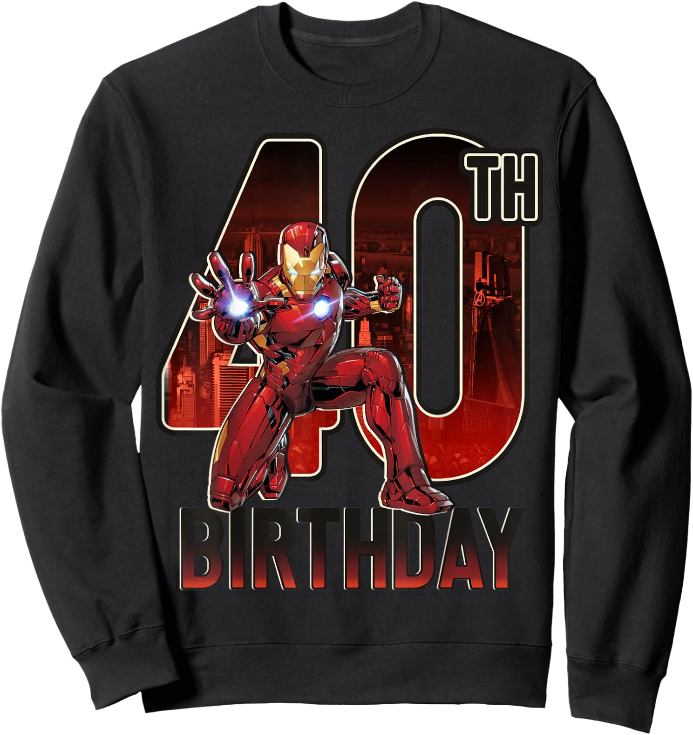 Marvel Iron Man 40th Birthday Action Pose Graphic Sweatshirt - Sweatshirt | Black