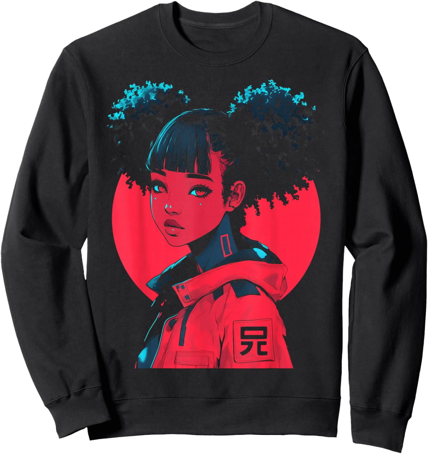 Harajuku Cyberpunk Black Girl Anime Manga Waifu Japanese Sweatshirt - Sweatshirt | Black