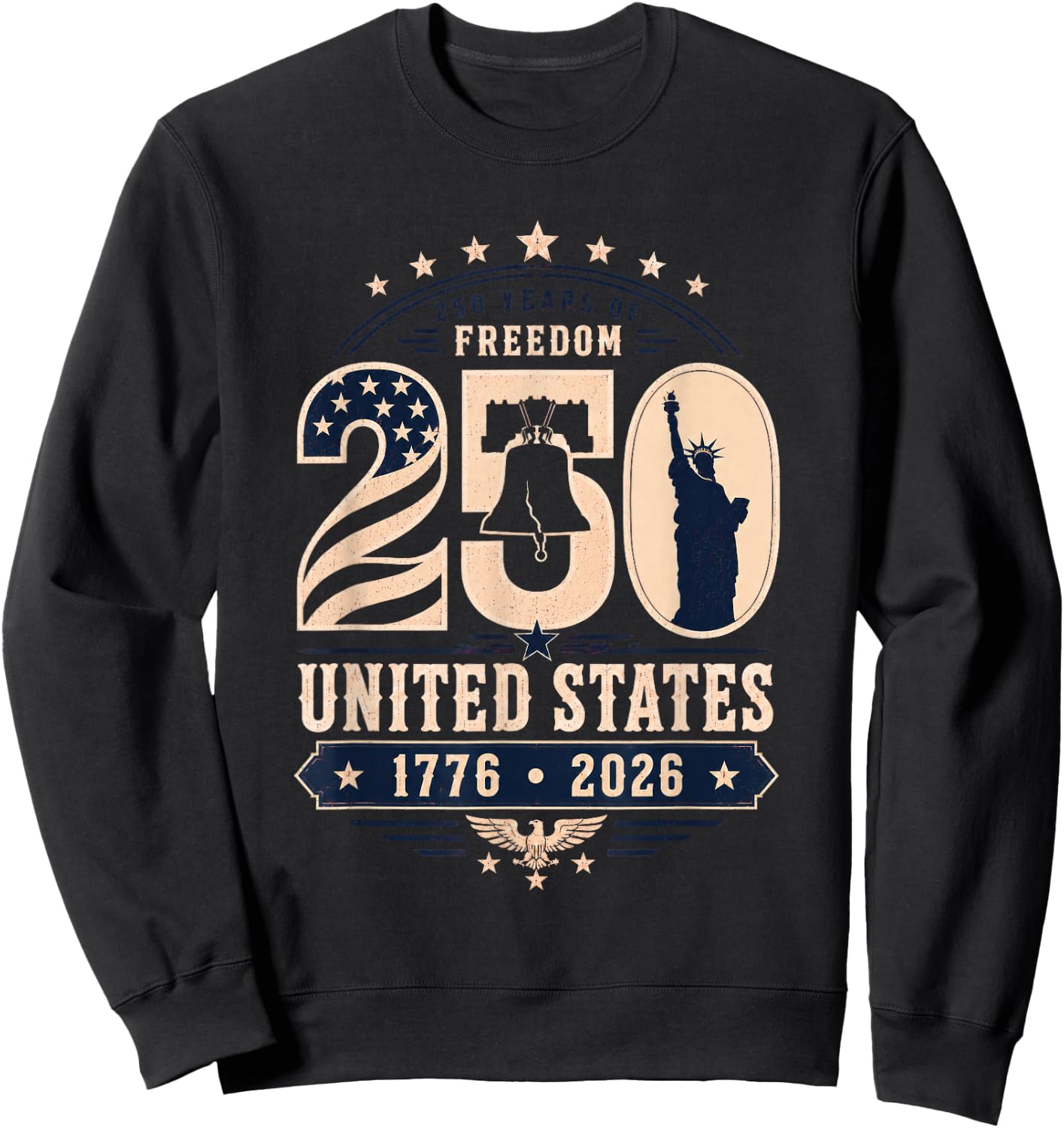 Patriotic Vintage 250th Anniversary USA 250 Year 4th of July Sweatshirt - Sweatshirt | Black