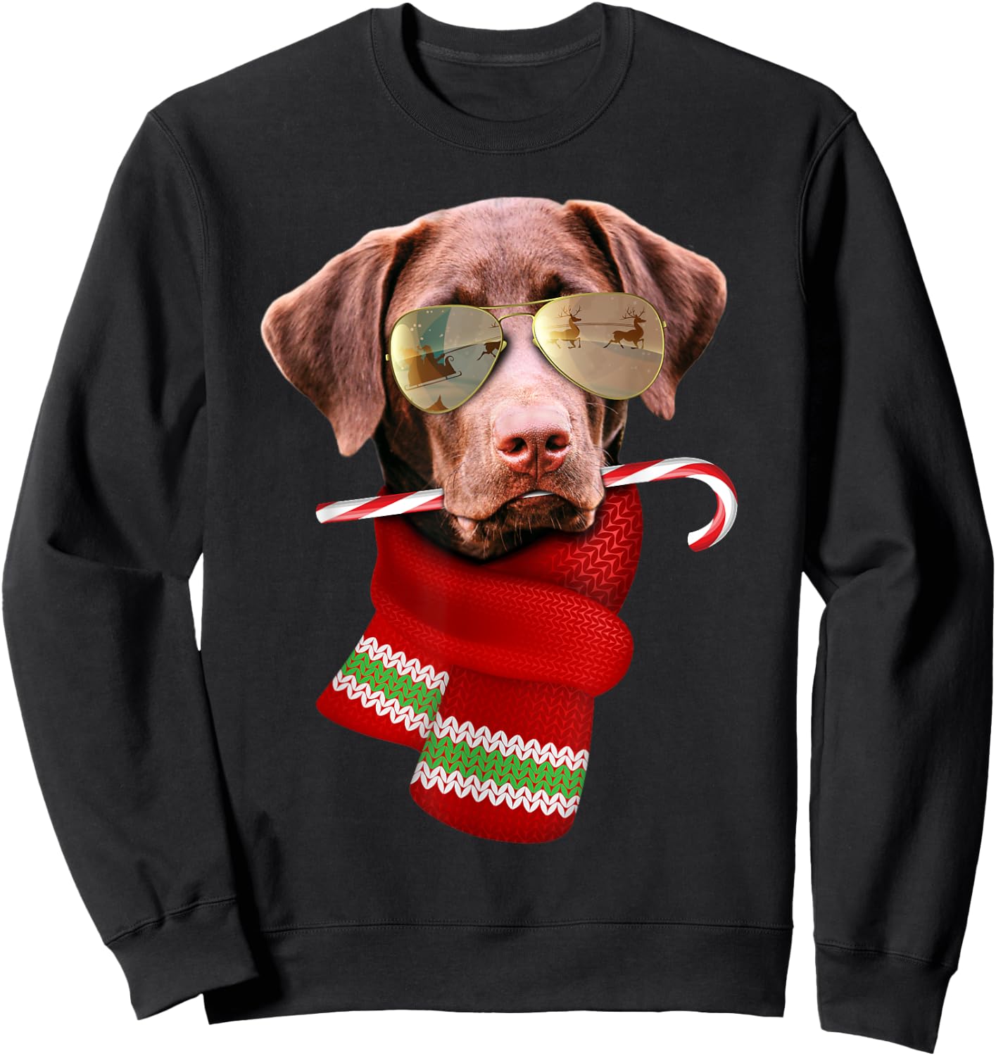 Chocolate Labrador Christmas Gift Dog Lovers Sunglasses Men Women Kids Sweatshirt - Sweatshirt | Black