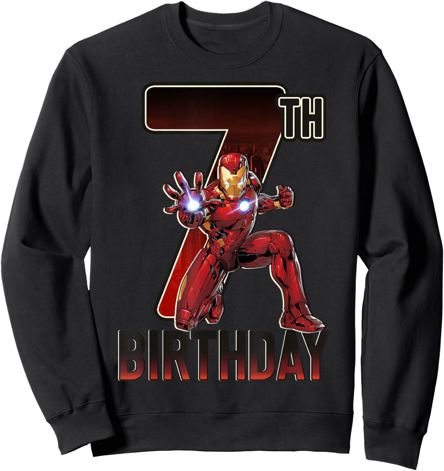 Marvel Iron Man 7th Birthday Action Pose Graphic Sweatshirt - Sweatshirt | Black