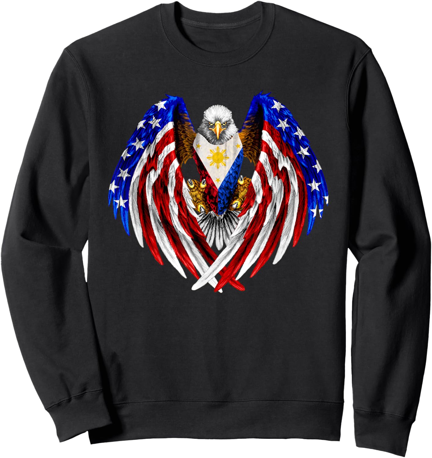 Filipino American Philippines USA Flag Eagle Sweatshirt - Sweatshirt | Black