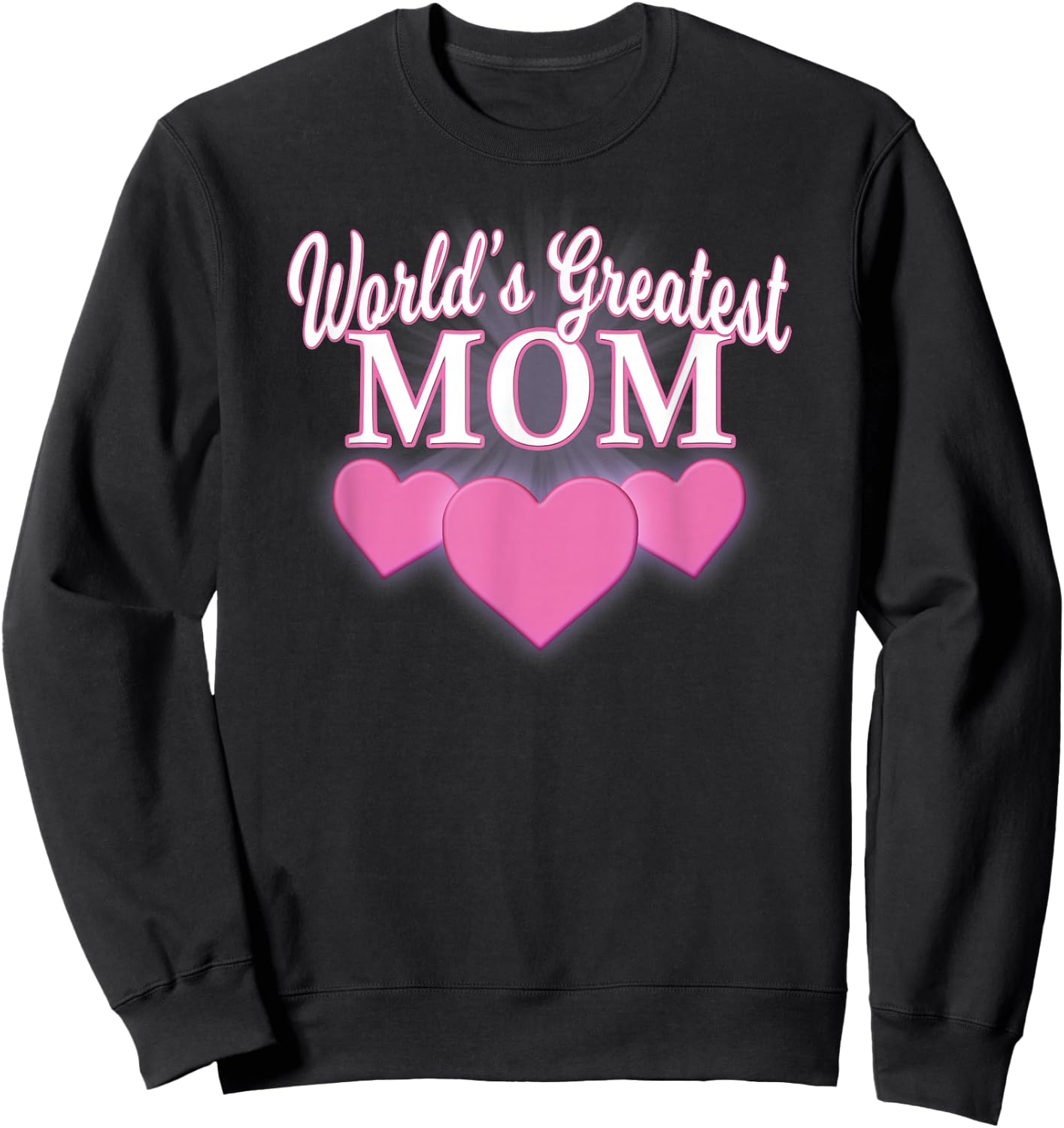 World's Greatest Mom Mother's Day Triple Heart T Shirt Sweatshirt - Sweatshirt | Black