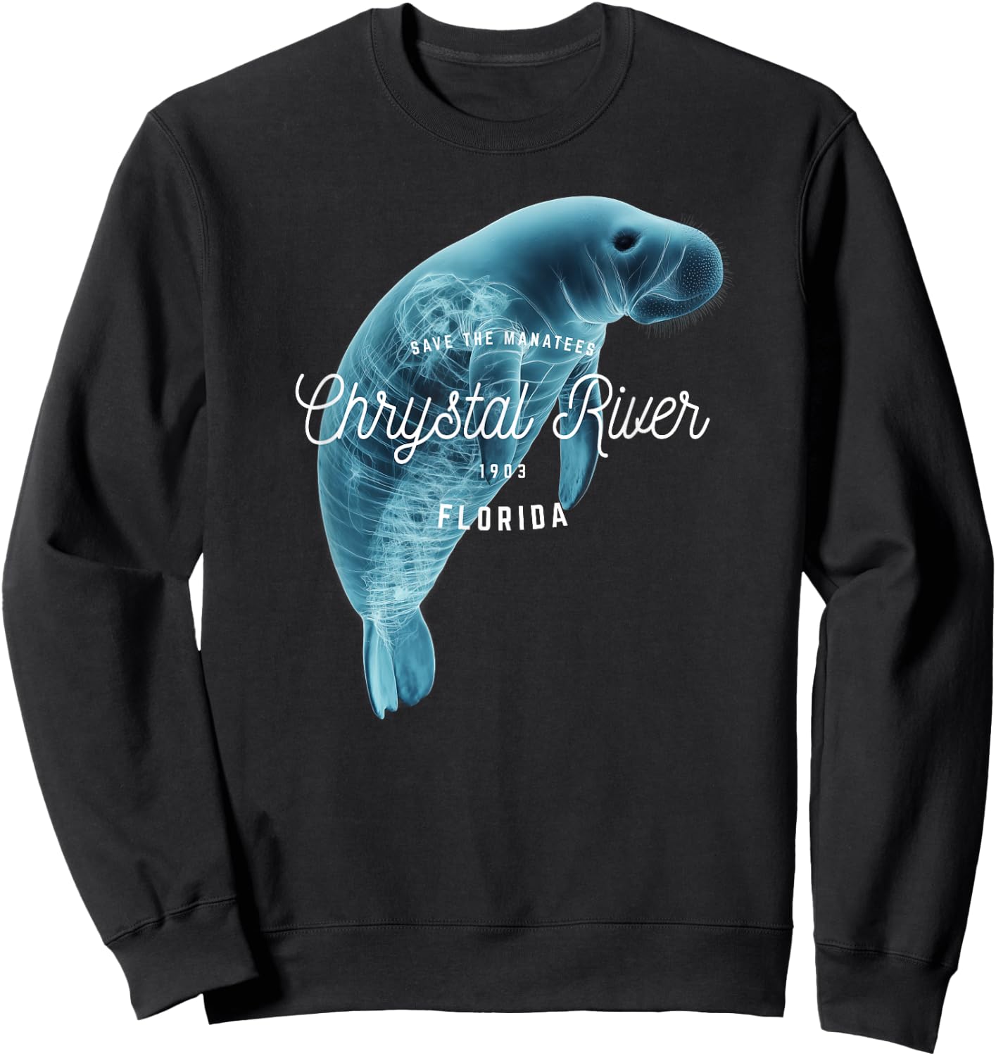 Crystal River Florida FL Vacation Save the Manatees Souvenir Sweatshirt - Sweatshirt | Black