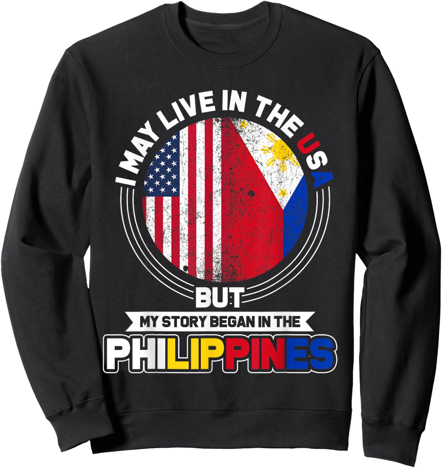 Philippine USA Flag Philippines Sweatshirt - Sweatshirt | Black