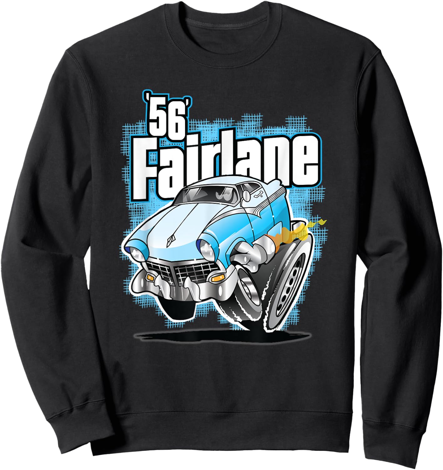 Vintage Hot Rod Cars And Truck Vintage 1956 Fairlane Cartoon Hot Rod Sweatshirt - Sweatshirt | Black