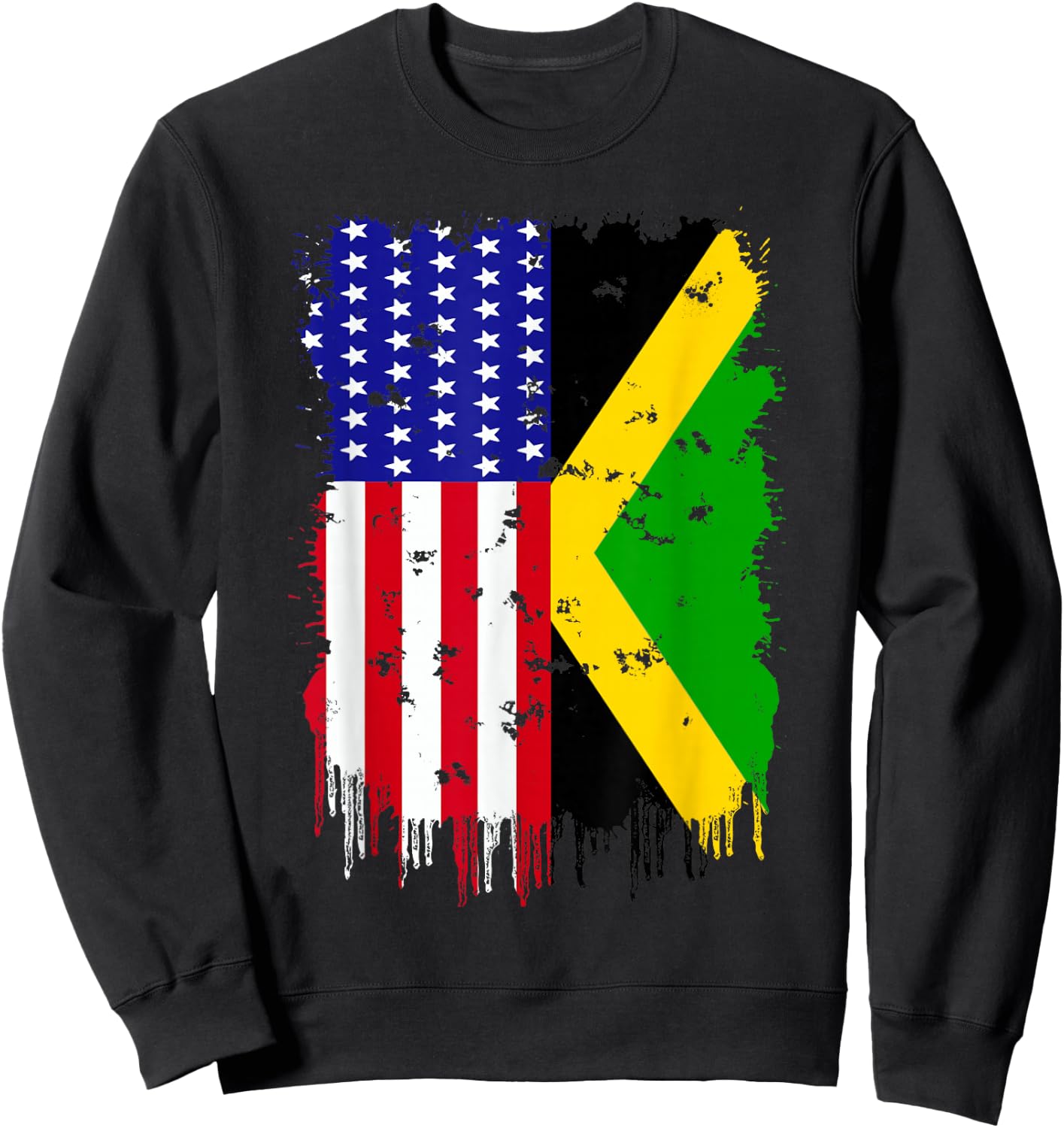 Jamaica America Flag Jamaican Roots American Grown USA Sweatshirt - Sweatshirt | Black