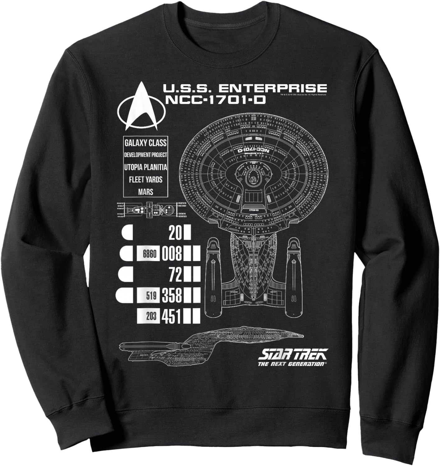Star Trek: The Next Generation U.S.S. Enterprise Chart Sweatshirt - Sweatshirt | Black