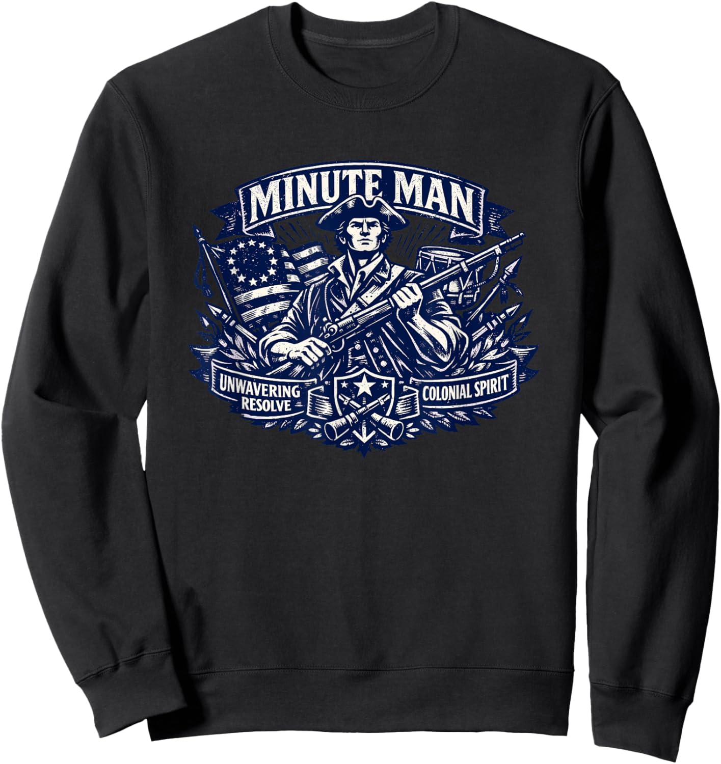 Minute Man Colonial Patriot Spirit Sweatshirt - Sweatshirt | Black