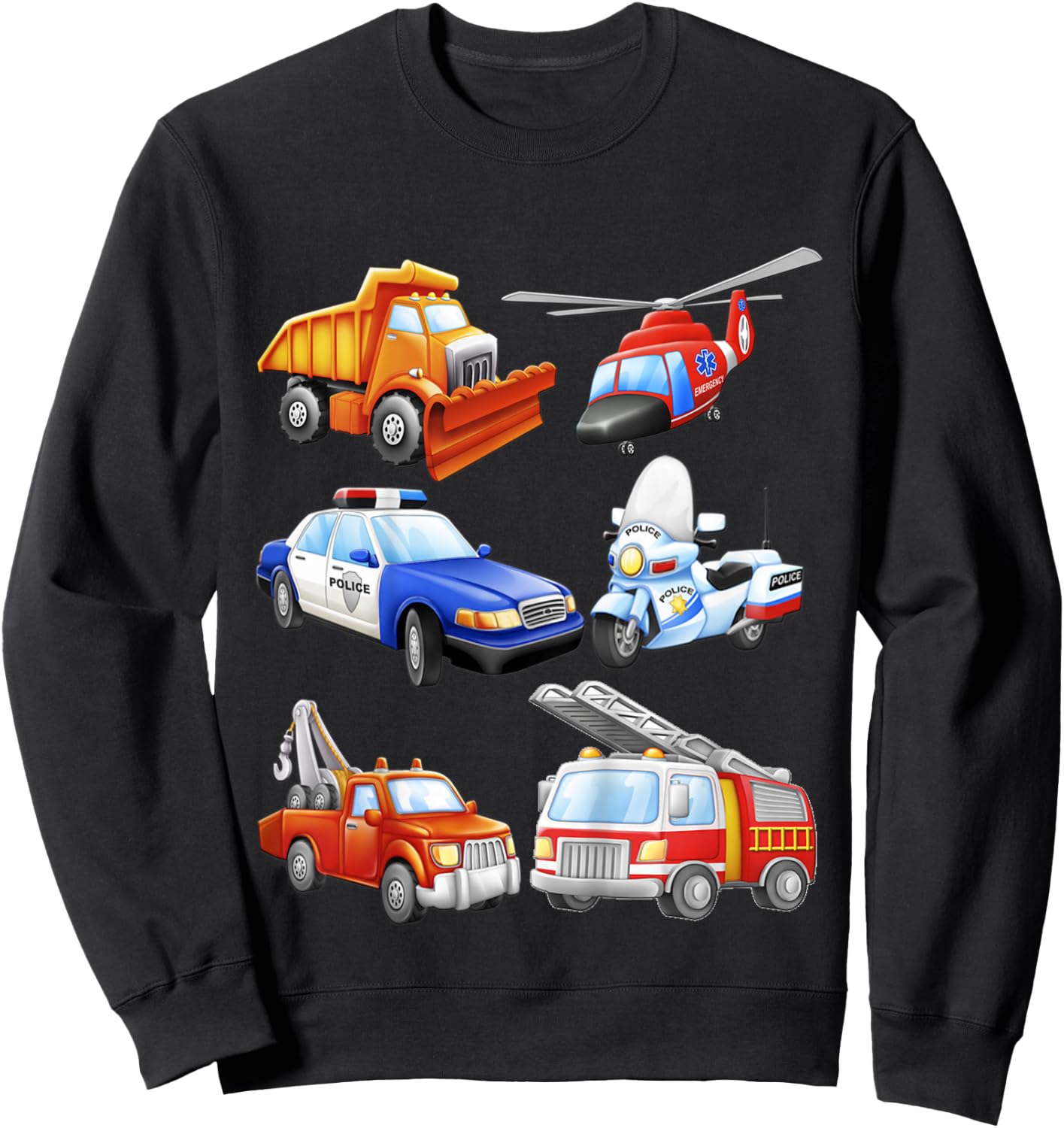 Boys' Emergency Vehicles Toddler Short Sleeved Sweatshirt - Sweatshirt | Black