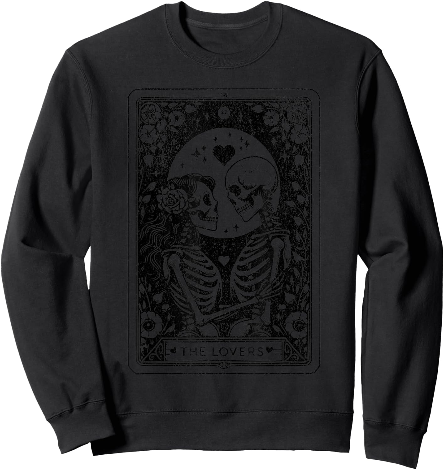 The Lovers Tarot Cards Skeleton Men Women Tarot Card Sweatshirt - Sweatshirt | Black