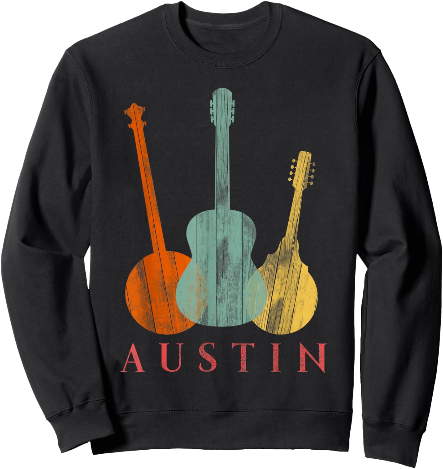 Austin Texas - Distressed Music Small Sweatshirt - Sweatshirt | Black