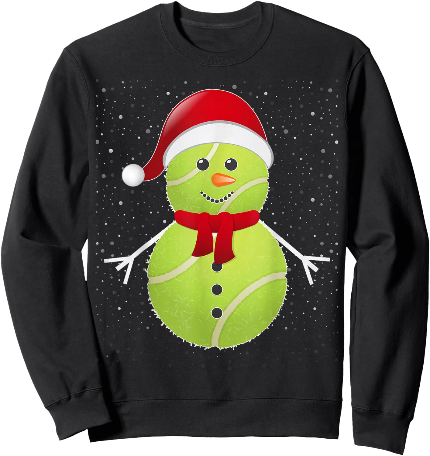 Tennis Ball Snowman Santa Sweatshirt - Sweatshirt | Black