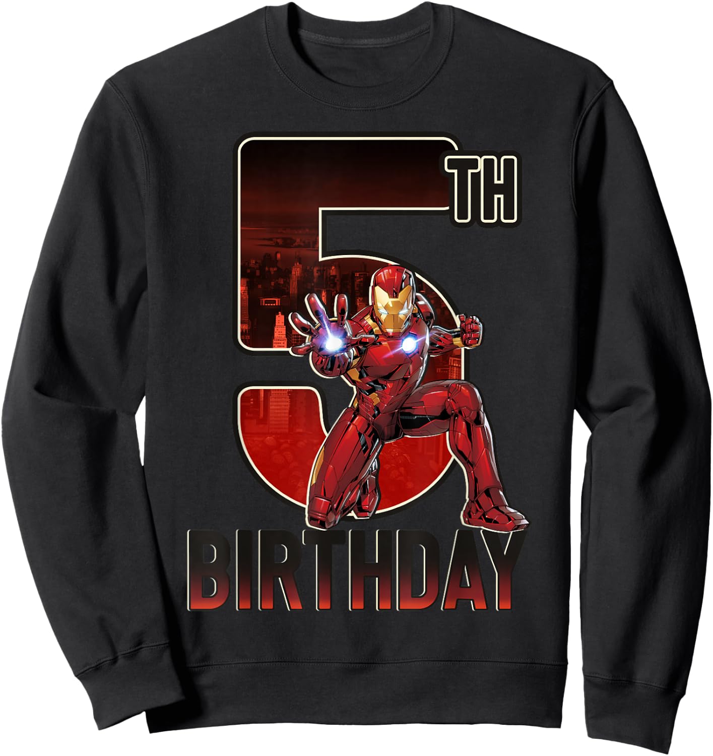 Marvel Iron Man 5th Birthday Action Pose Graphic Sweatshirt - Sweatshirt | Black