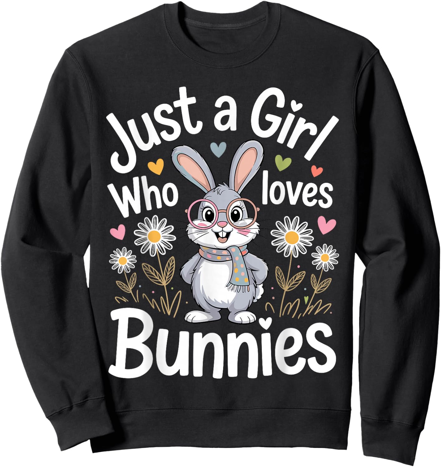 Bunny Art Girls Mom Rabbit Hare Easter Bunny Sweatshirt - Sweatshirt | Black