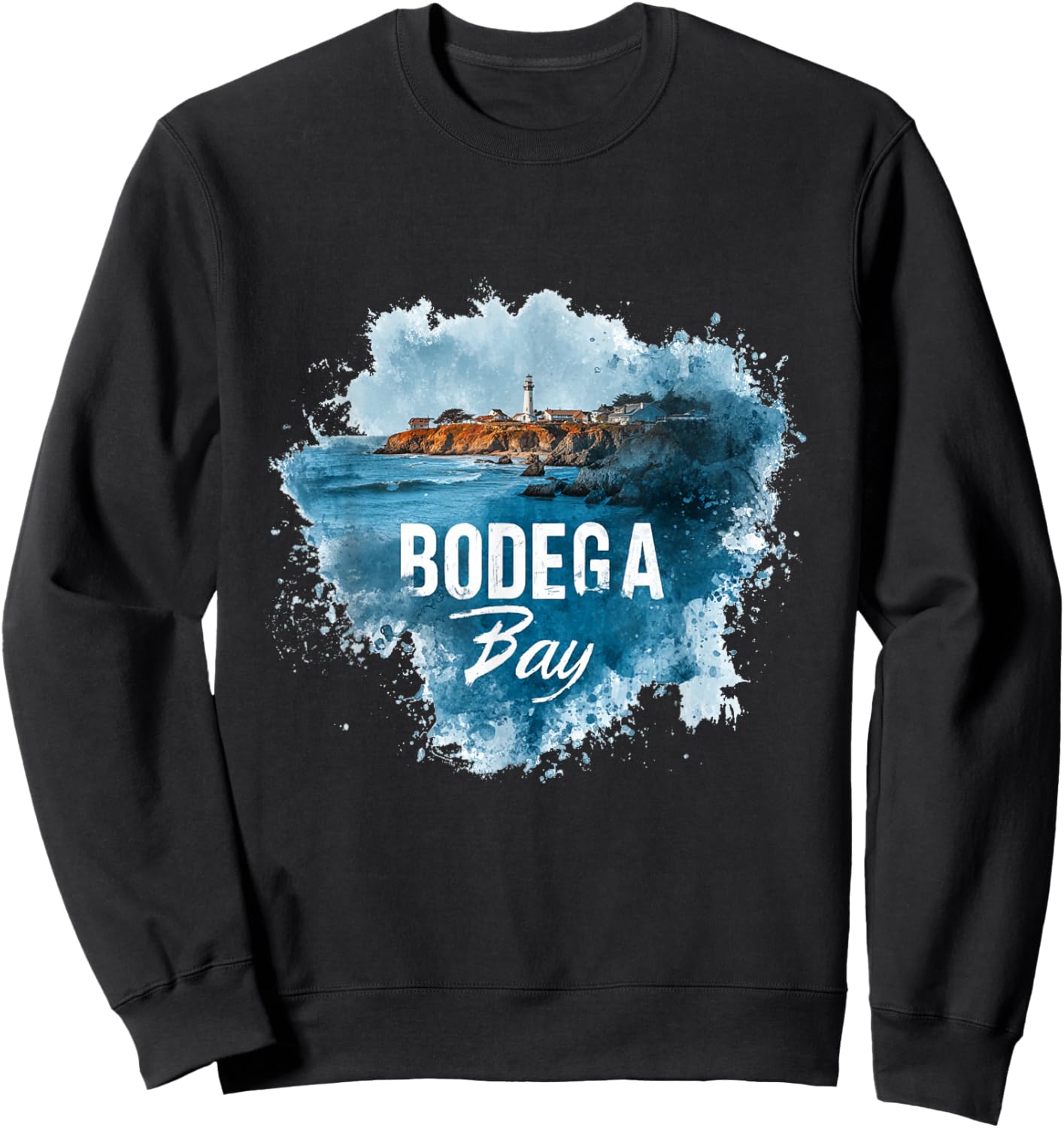 Bodega Bay California Vintage Retro Distressed Beach Sweatshirt - Sweatshirt | Black