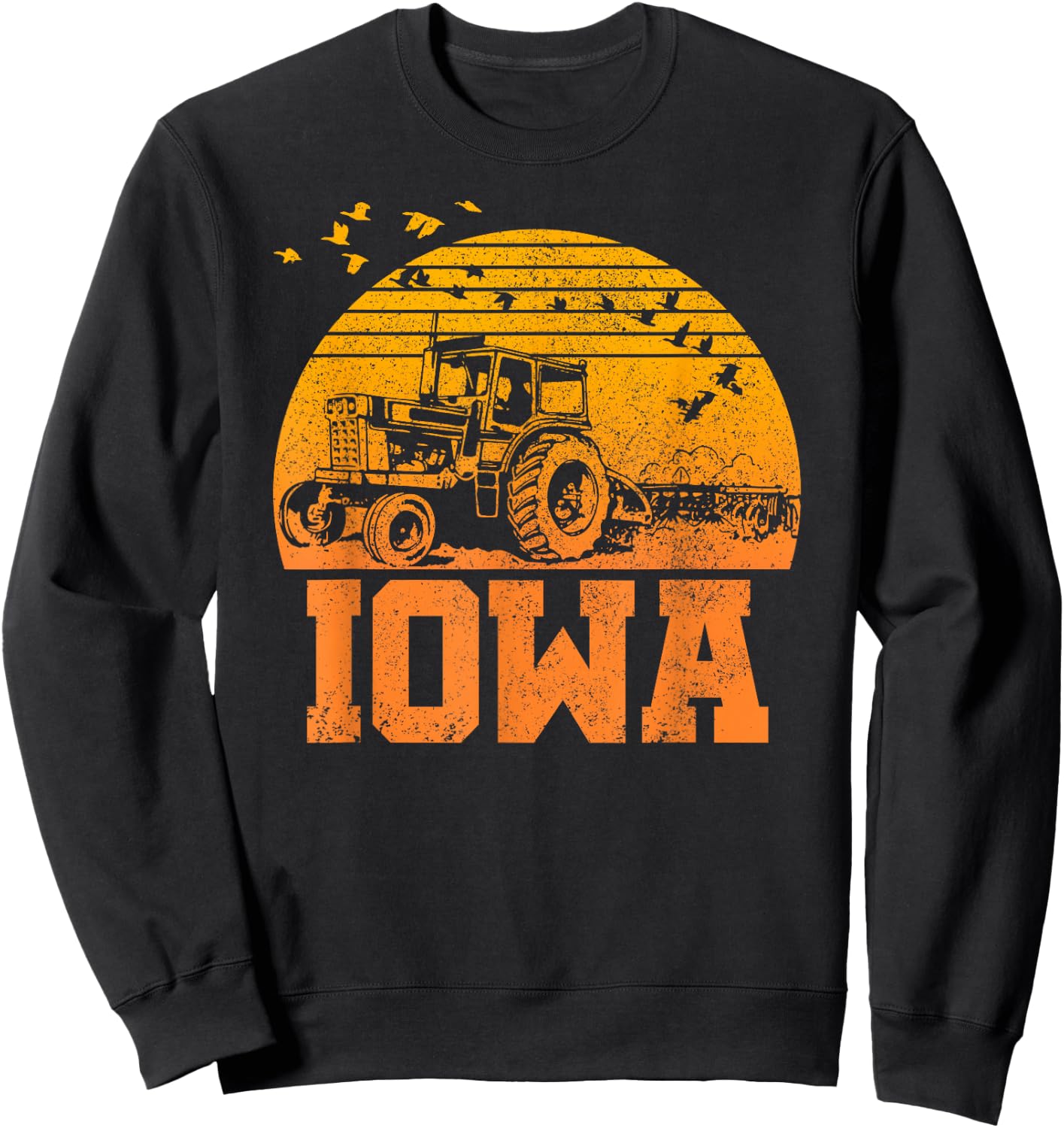 Iowa - Vintage Retro Tractor Farmer Shirt Gift Sweatshirt - Sweatshirt | Black