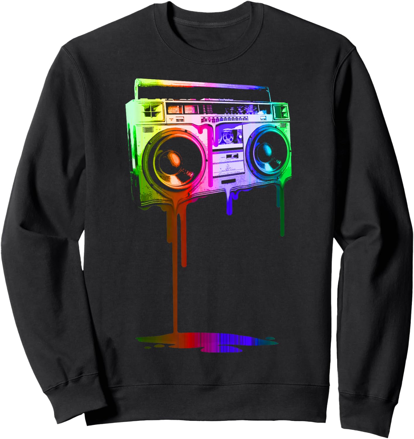 Melting Boombox in Digital Rainbow Colors Sweatshirt - Sweatshirt | Black