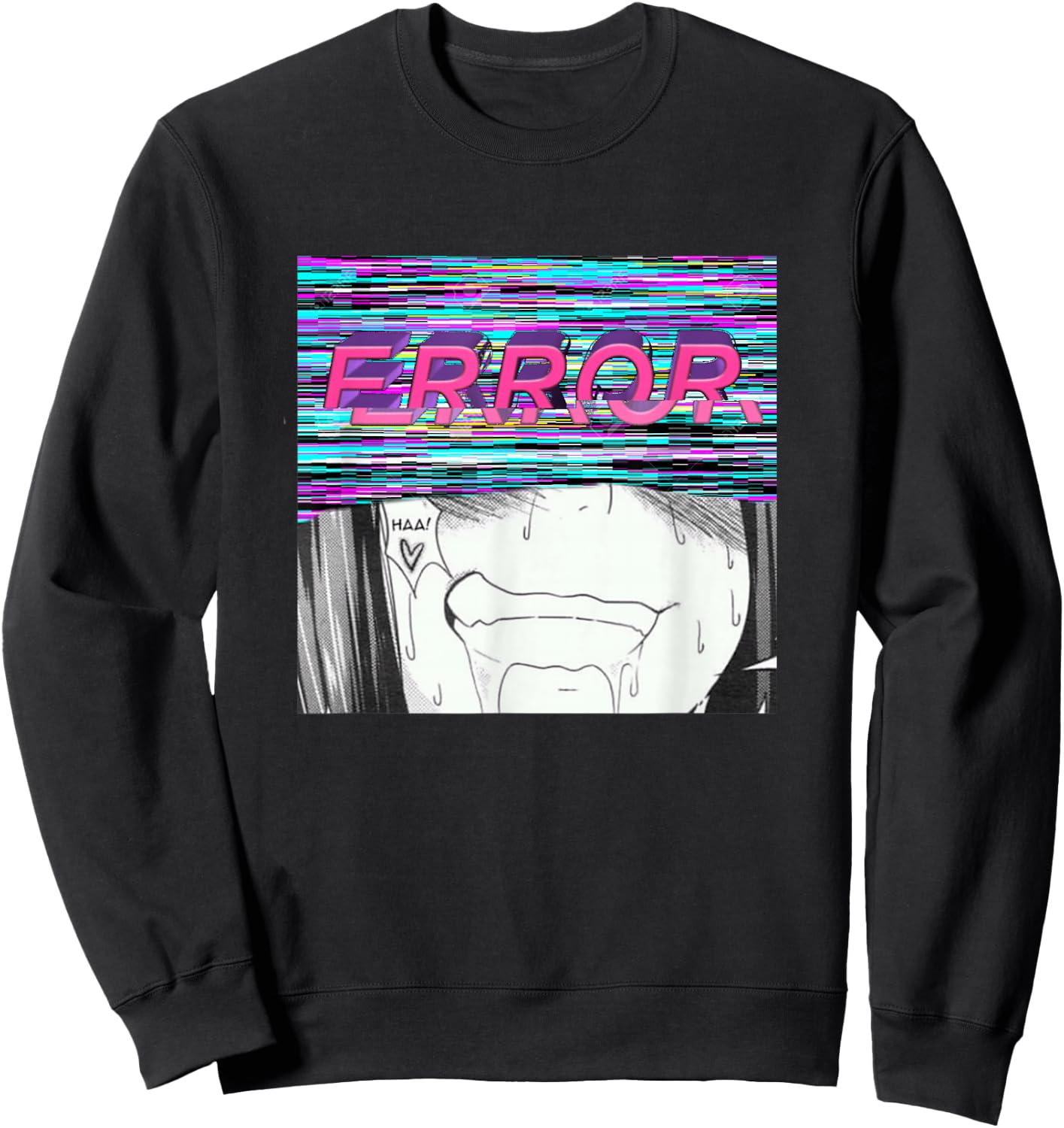 Error Vaporwave Ahegao Kink Doujinshi Hentai Ecchi Edit Sweatshirt - Sweatshirt | Black