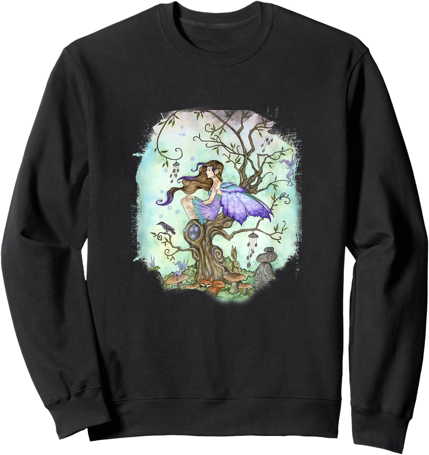 Random Galaxy Amy Brown Art, Wind Chimes Faery Fairy Sweatshirt - Sweatshirt | Black