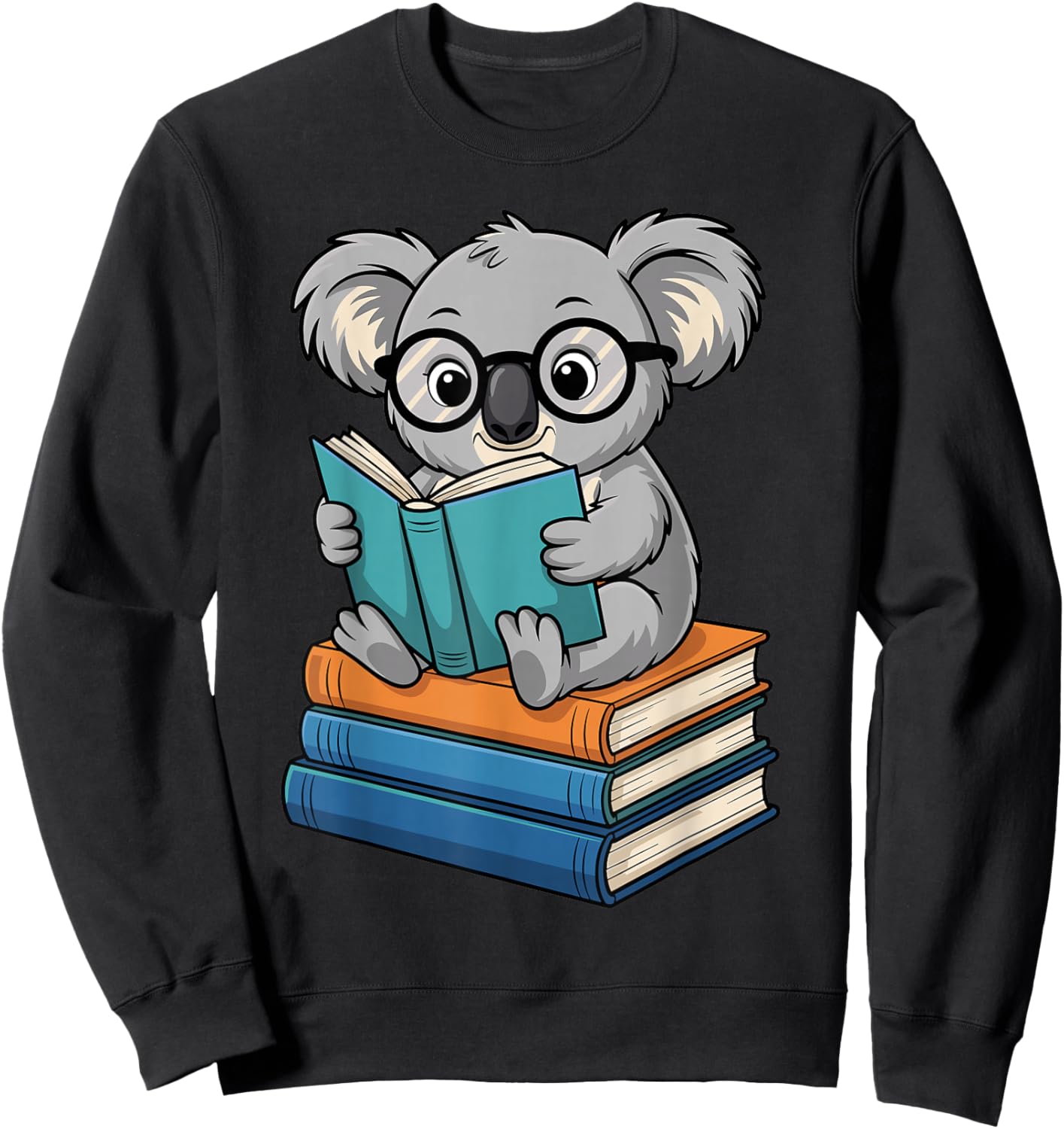 Koala Reading Book Glasses Funny Bookworm Librarian Sweatshirt - Sweatshirt | Black