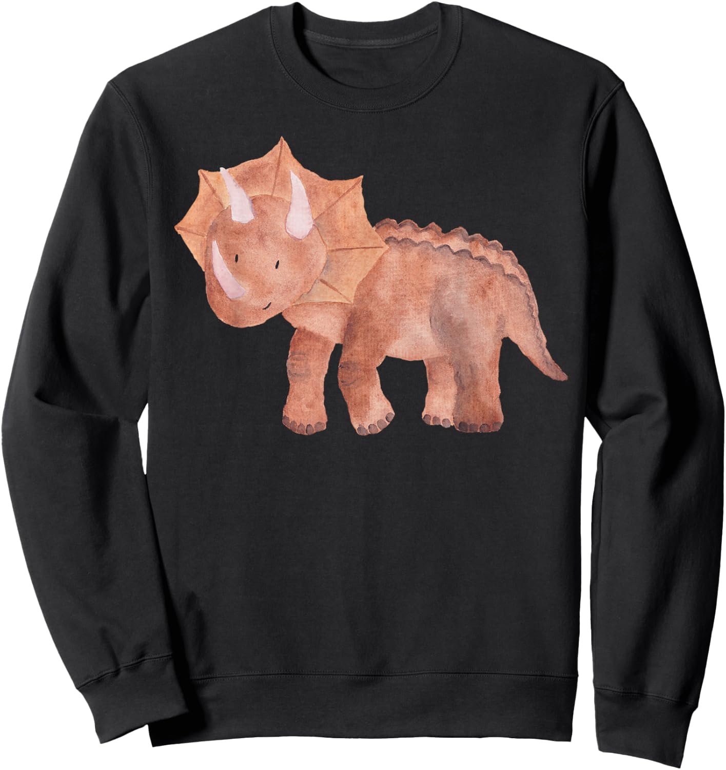 Cute Watercolor Triceratops | Unique Dinosaur & Gift Sweatshirt - Sweatshirt | Black