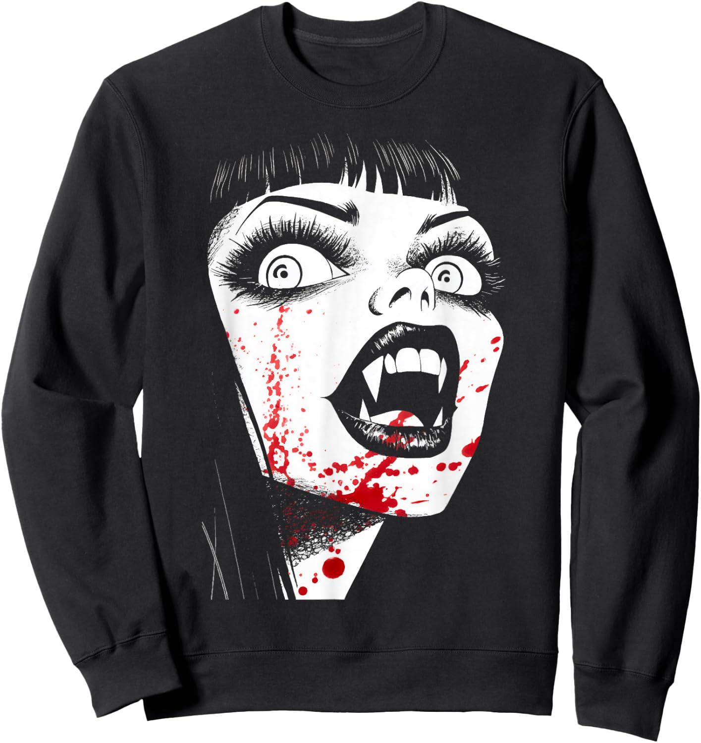 Vampish Vampiress Bares Her Fangs Sweatshirt - Sweatshirt | Black