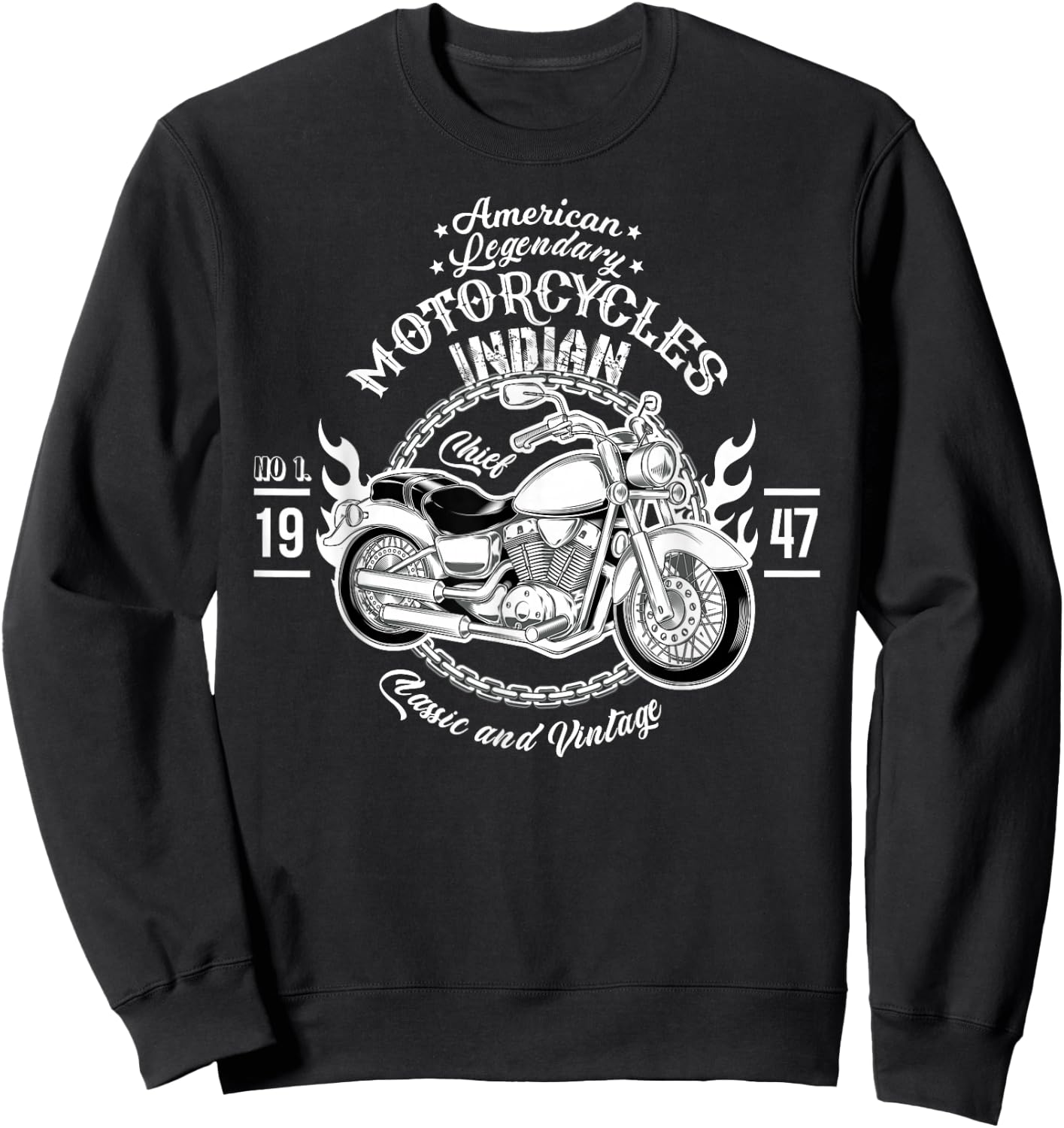 American Motorcycle Indian Bikers Vintage Retro Riders Gift Sweatshirt - Sweatshirt | Black