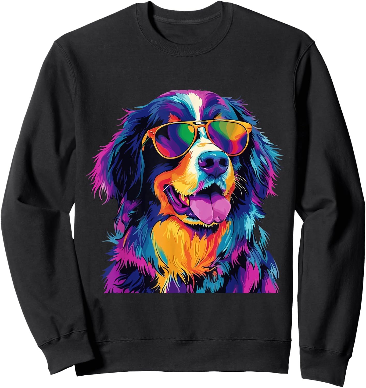 Bernese Mountain Dog Sunglasses Pop Art Funny Mountain Dog Men Women Girls Kids Sweatshirt - Sweatshirt | Black