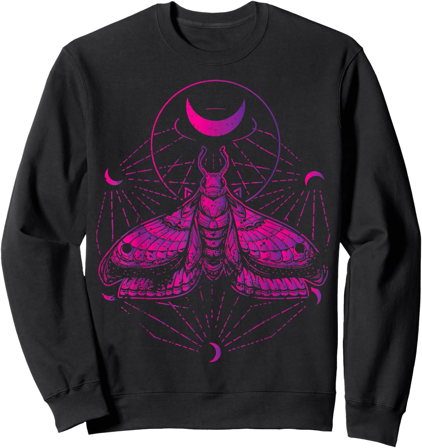 Goth Moth And Crescent Moon Creepy Gift Goths Sweatshirt - Sweatshirt | Black