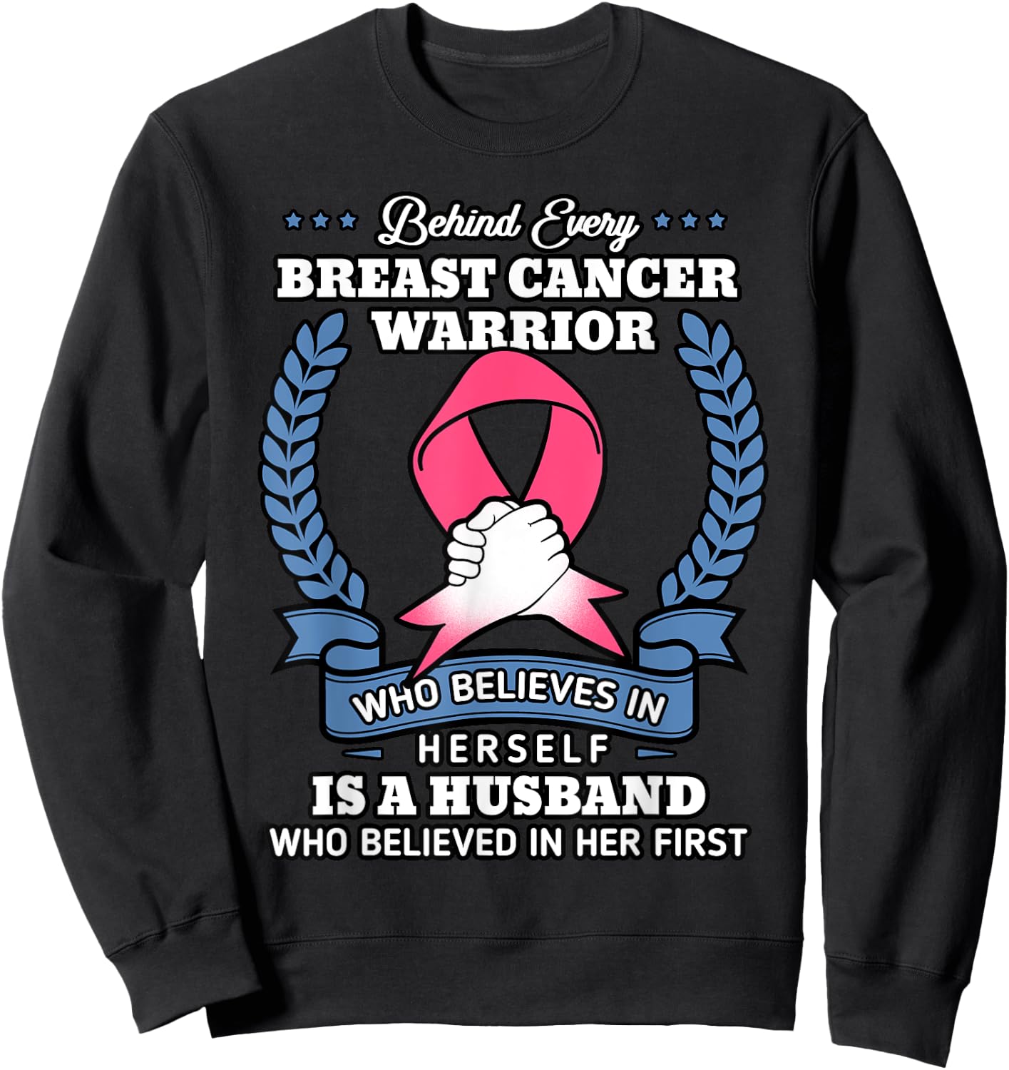 Husband Of A Warrior Breast Cancer Shirt Fight Chemo Gift Sweatshirt - Sweatshirt | Black