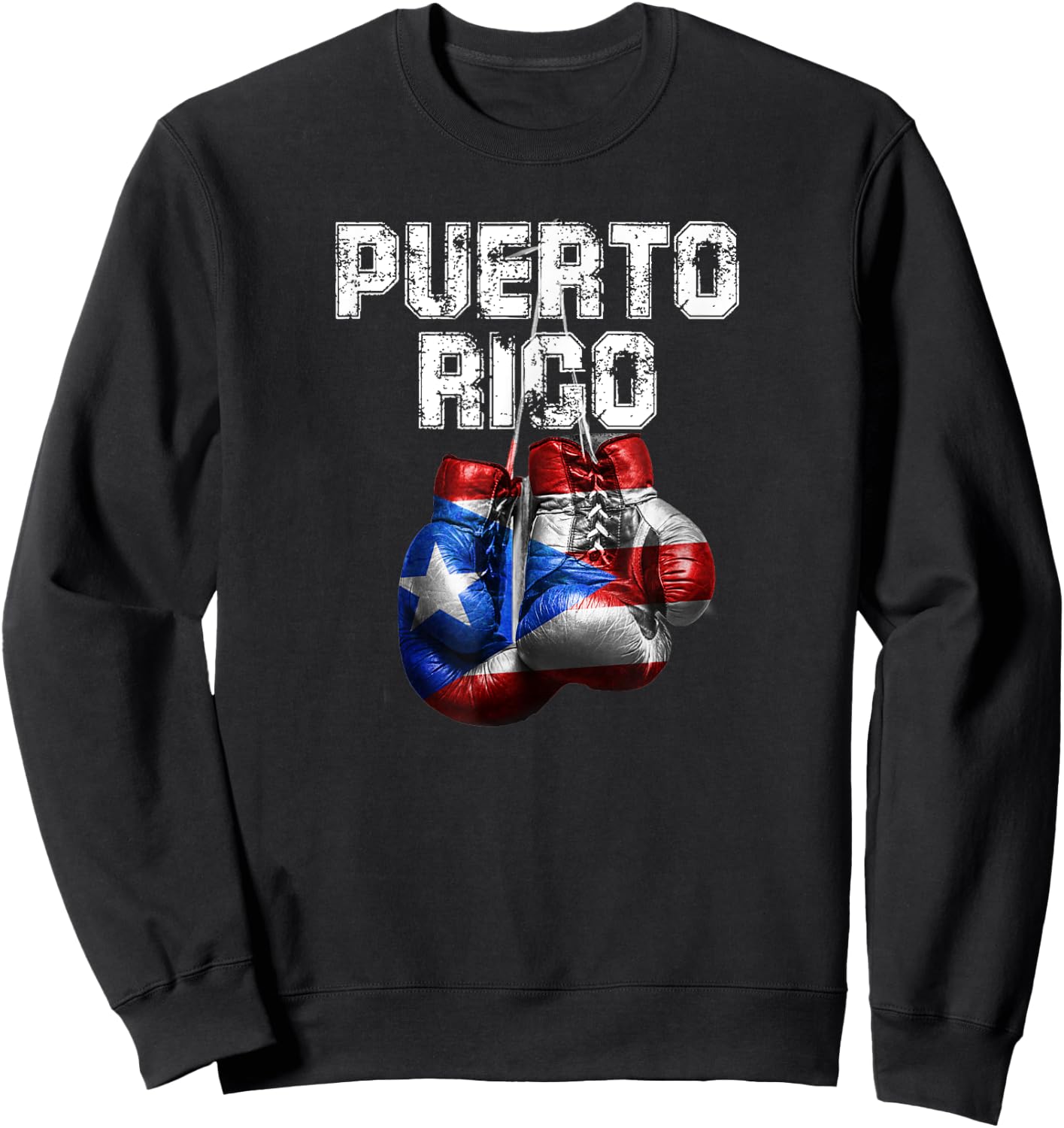 Puerto Rico Pride - Vintage Boxing Gloves Sweatshirt - Sweatshirt | Black