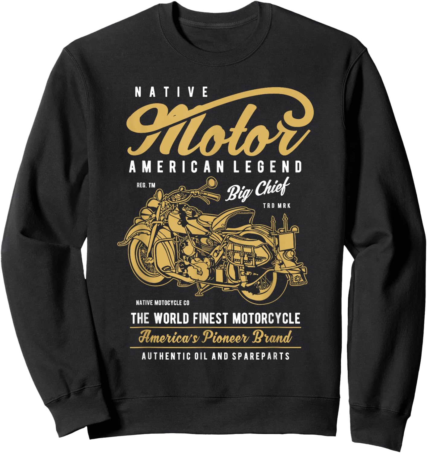 Retro Vintage American Motorcycle Indian for Old Biker Gifts Sweatshirt - Sweatshirt | Black