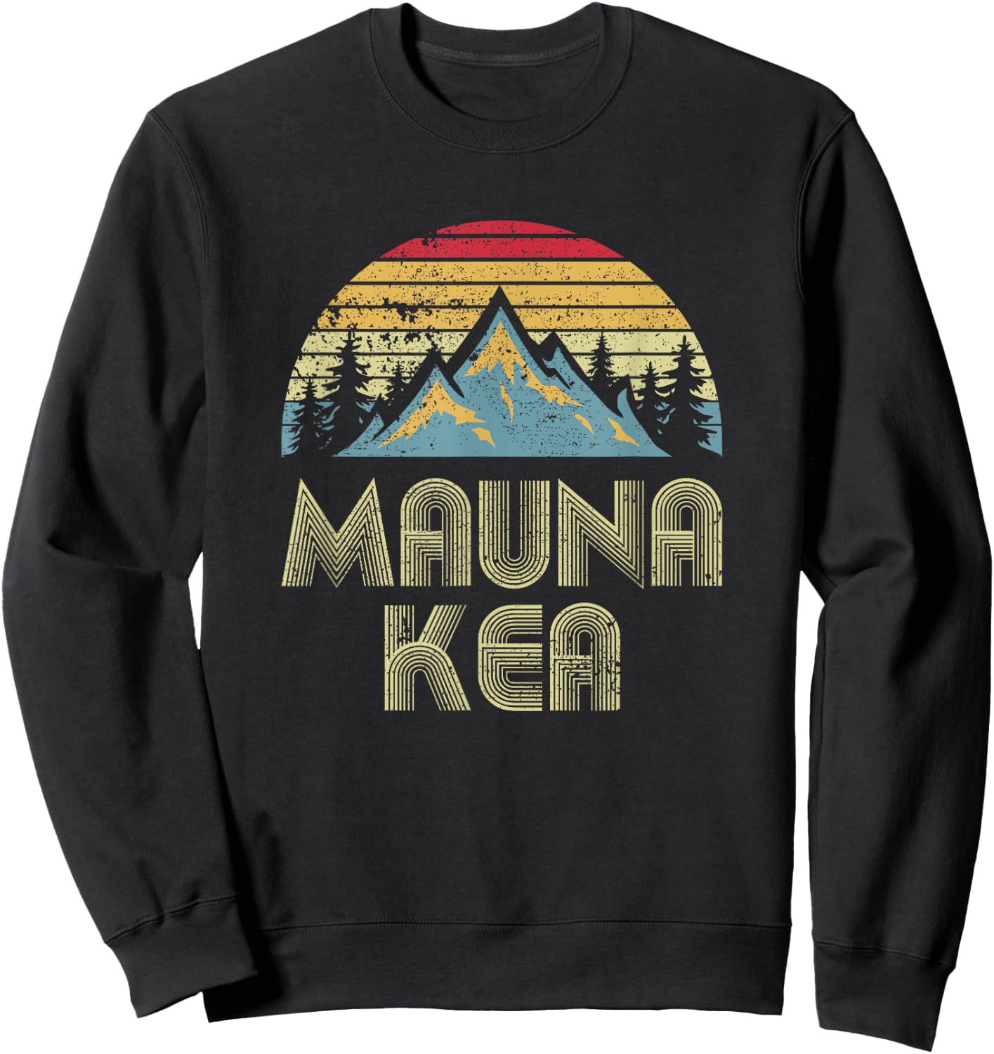 Vintage Mauna Kea Mountain Hawaii Sweatshirt - Sweatshirt | Black