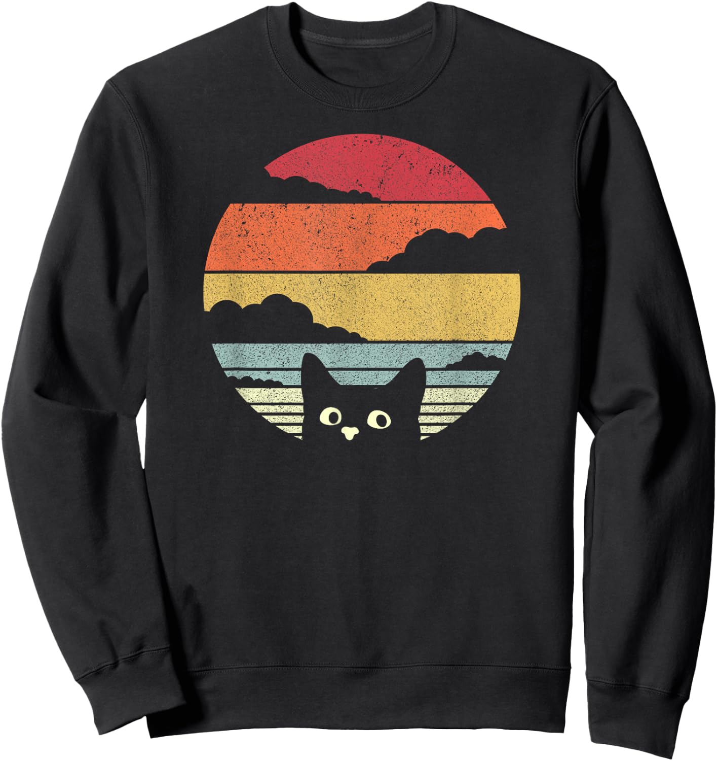 Cat Shirt. Retro Style Sweatshirt - Sweatshirt | Black