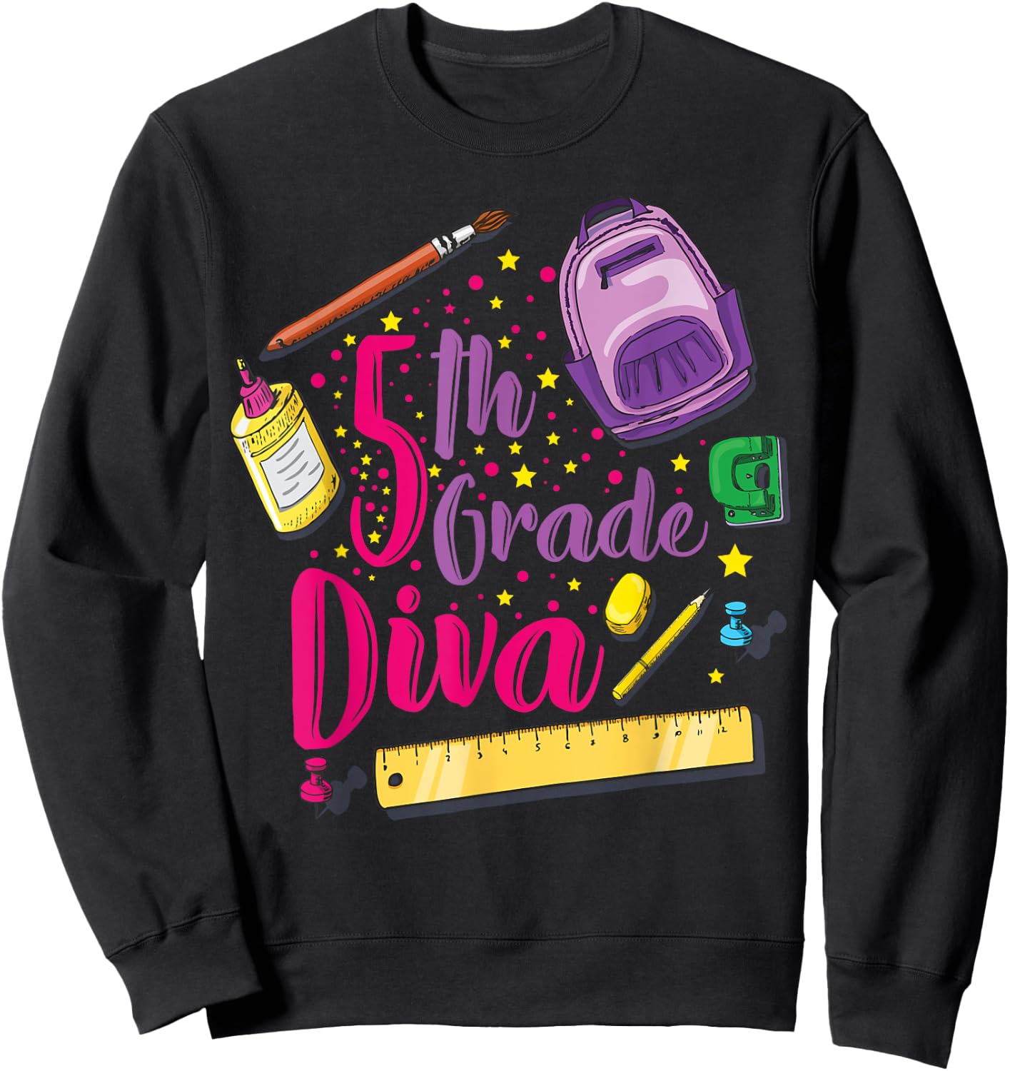 5th Grade Diva Shirt First Day of School Girl Clothes Gift Sweatshirt - Sweatshirt | Black
